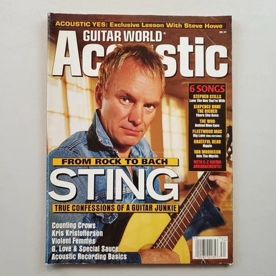 Guitar World Acoustic Magazine #34 2000 Sting Counting Crows Kristofferson Yes Foto 1 de 4