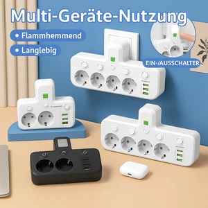 EU Steckdose Mehrfachstecker Steckdosenleiste Adapter Mit USB NEU - Bild 1 von 10