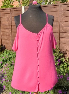BNWOT Pink, Cold Shoulder, Button Front Top - Size 18* - Image 1 of 4