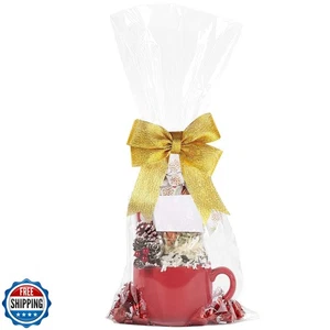 Morepack 10x20 Inches Cellophane Bags,Clear Cellophane Gift Bags for Mugs,Bot - Picture 1 of 5