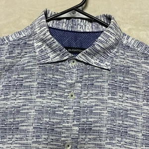 Bugatchi Linen Blend Shirt Men’s Large Abstract Spread Collar Classic Fit S/S - Picture 1 of 12