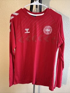 NWT Men's Small Denmark National Team Hummel Fan Raglan Long Sleeve Shirt Red - Picture 1 of 5