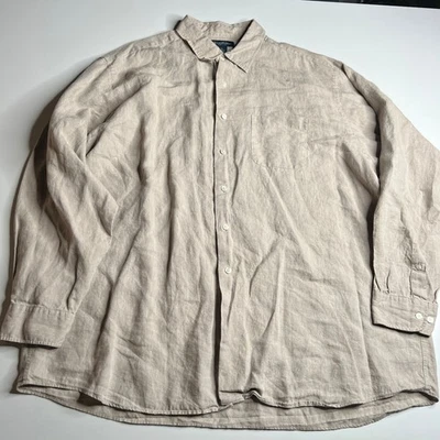 Camisa Brooks Brothers Irlandesa Lino XXL Beige Manga Larga Botón Delantero Calce Clásico Foto 1 de 4