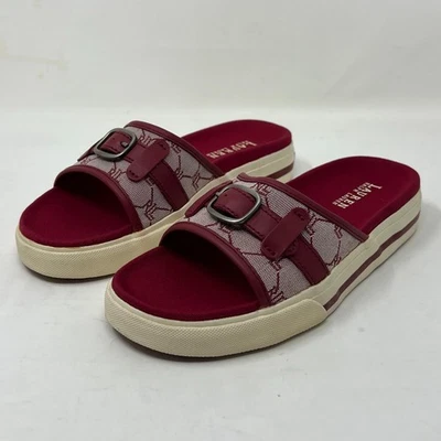 Sandalias Ralph Lauren Matty Rojo Firma Tela Elegante Para Mujer Talla 7B De Colección NUEVAS Foto 1 de 4