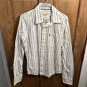 Abercrombie Fitch Shirt Erwachsene mittelweiß blau gestreift Muskel Knopfleiste - Bild 1 von 4