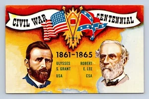 The American Civil War- Ulysses S. Grant, Robert E. Lee Postcard Unposted - Picture 1 of 2