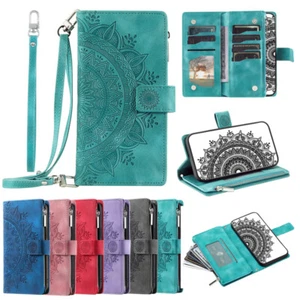 Crossbody Leather Wallet Case Zip Card Flip Cover for Samsung S21+/S20+ FE Ultra - Picture 1 of 38