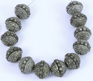 Pave Diamond Round Beads 925 Silver 10mm Round Diamond Beads Jewelry Findings. - Picture 1 of 12