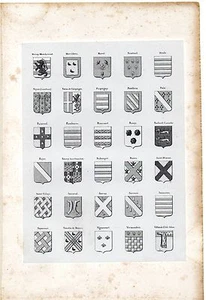 7/ ARMORIAL DE PICARDIE, D'ARTOIS ET DE FLANDRE planche 30 Blasons 1843 - Picture 1 of 1