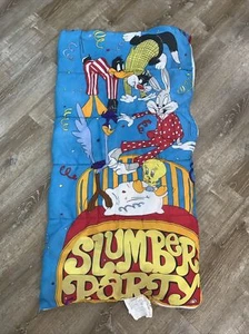 Looney Tunes Blanket Kids Vintage Camping Sleeping Bag Slumber Party 1988 *READ - Picture 1 of 9