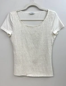 Akris Punto weiß geraffte Rüschen vorne Kurzarm gesmoktes Top Einzelhandel $ 440 - Bild 1 von 7