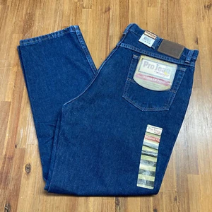 NWT Pro Jean by Wrangler Mens 38x30 Regular Relaxed Fit Blue Denim Jeans Cotton - Picture 1 of 10