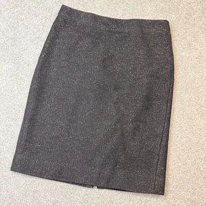 * J. Crew No. 2 Wool Skirt Black and Gold Pencil Party Cocktails Sz 10 - Picture 1 of 5