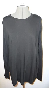 Eileen Fisher Black Organic Cotton Crew Neck Box Top Tee LS Size Medium Mint - Picture 1 of 9