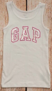Girls Sz S (6-7) Tank Top Sequin Logo New Off White NWT GAPKids - 818725 (7ah11) - Picture 1 of 2
