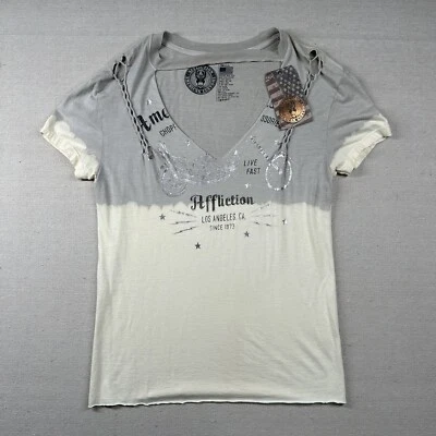 Camisa Affliction Mujer Pequeña Envejecida Gótica Espiritual Costumbres Americanas Retro Foto 1 de 4