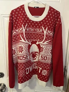 Maglione natalizio The Office rosso BRUTTO con il naso così Dwight Xxl 2xl rosso - Foto 1 di 4