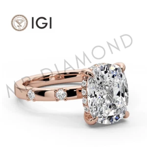 IGI 2,35 ct F VS2 Cushion Cut Lab Grown Diamant Verlobungsring 14 K Rotgold - Bild 1 von 11