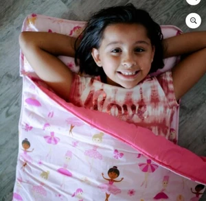 Wildkin Sleep Mat Olive Kids Nap Mat W/Pillow Pink Horses 49" Long 19" Wide - Picture 1 of 6