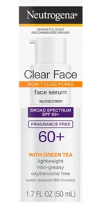 NEUTROGENA CLEAR FACE GESICHTSSERUM SONNENCREME 60+ DUFTFREI MIT GRÜNEM TEE NEU - Bild 1 von 1