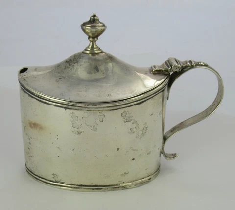 George III Silver Mustard Pot, Blue Glass Liner, Godbehere & Wigan London 1799 Cover