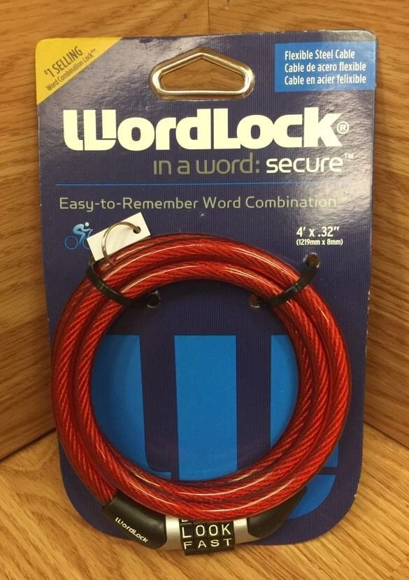 Wordlock 5ft X 8mm Bike Lock Flexible Steel Cable Word Combination