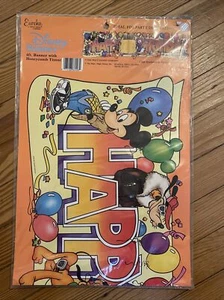 Vintage Mickey Mouse Happy Birthday Banner Eureka 4ft w/Honeycomb New Old Stock - Picture 1 of 4