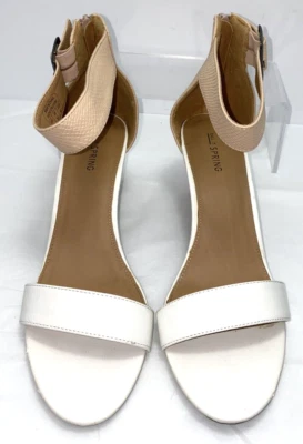 Call It Spring Ankle Strap Faux Snake Wedge Sandals Size 11 White Beige B*O - Image 1 of 4