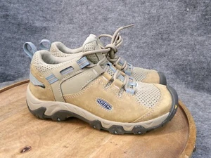 KEEN Steens Vent Timberwolf/Atlantic Blue Leather Hiking Shoes Size 7 US 1022752 - Picture 1 of 10