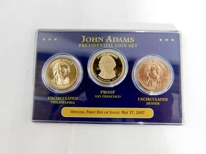 2007 John Adams Presidential Dollar 3 Coin Set First Day of Issue - Bild 1 von 2