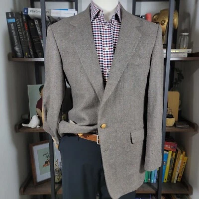 Abrigo Blazer Deportivo De Colección Reed St James Para Hombre Tweed Dos Botones Marrón Poli Lana 44L Foto 1 de 4