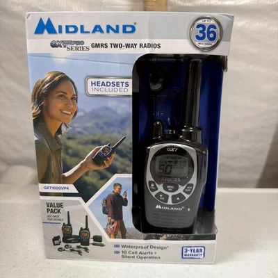 Midland GXT1000 GMRS Radio Walkie Talkie with Extra Battery Packs. 36 Mile Range - Image 1 of 4