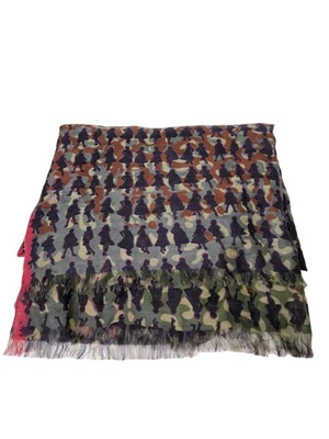 MANGO Mantilla Mujeres Pañuelo lila-marrón-caqui look casual - Imagen 1 de 4