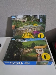 2 Vintage Hasbro Gilde 550 Teile Puzzle Staudengarten im Frühling & Lorna Doon Farm - Bild 1 von 5