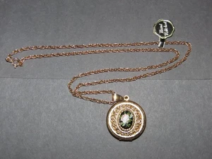 ROSE LOCKET PENDANT NECKLACE VINTAGE HAND POLISHED 24" CHAIN GOL - Picture 1 of 3