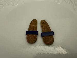 VTG Barbie Ken Friend Allan Beach Blue Strap & Cork Sandals / Flip Flops Shoes - Picture 1 of 2