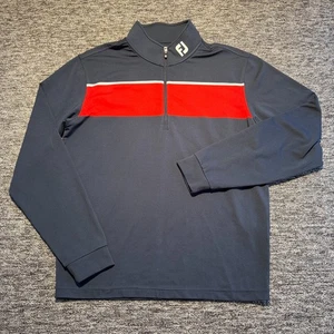 Footjoy Jumper Mens Medium Navy Red 1/4 Quarter Zip Golf Pullover Regular Fit FJ - Picture 1 of 9
