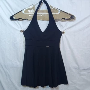 Vintage Trixxi Woman's Over Neck Halter Dress XL Y2K Flowy 90s Black - Picture 1 of 11