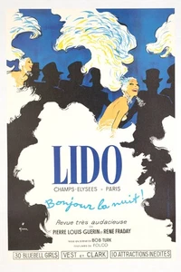 LIDO BY RENE GRUAU BONJOUR LA NUIT ON LINEN EXCELLENT A CONDITION - Picture 1 of 3