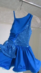 Weissman Girls 7/8 Blue Sequins 1 pc Halloween Ballet Dance Skate Costume Outfit - Picture 1 of 4