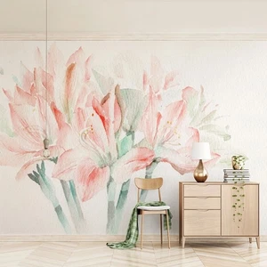 Fotomural no tejido papel pintado murales rosa pastoral acuarela pintado a mano 2895 - Imagen 1 de 3
