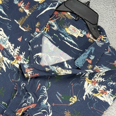 Faherty Brand Mens Midnight Blue Surfer Kona Hawaiian Camp Shirt XL - Image 1 of 4