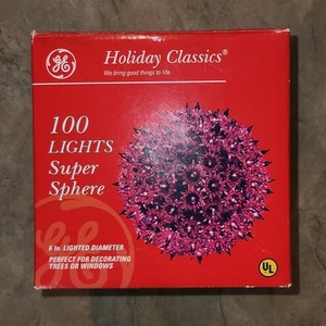 GE Holiday Classic 6" Super Sphere 100 Lights Starburst Ball Purple HTF Xmas - Picture 1 of 8