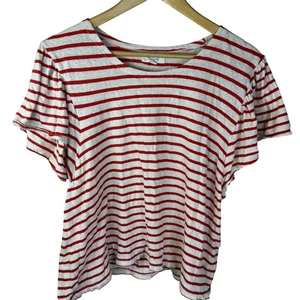 Camiseta Madewell Rayas XL Manga Acampanada Mujer Roja Blanca Manga Corta Preppy - Imagen 1 de 6