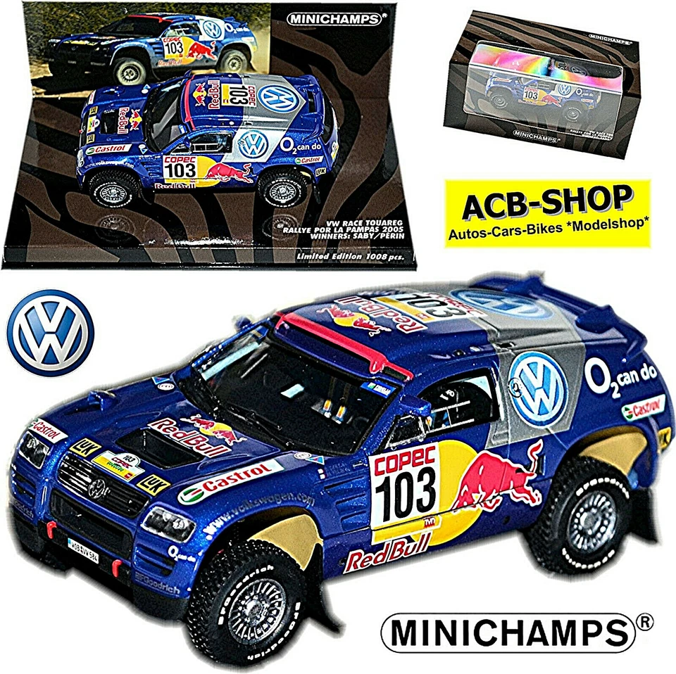VW Volkswagen Race Touareg 2005 Rallye La Pampas #103 Saby Périn 1:43 Minichamps - Immagine 1 di 4