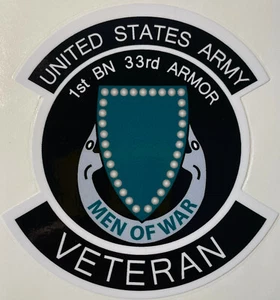 US Army 1st Battalion 33rd Arm*r Aufkleber Wasserdicht Neu D673 - Bild 1 von 2
