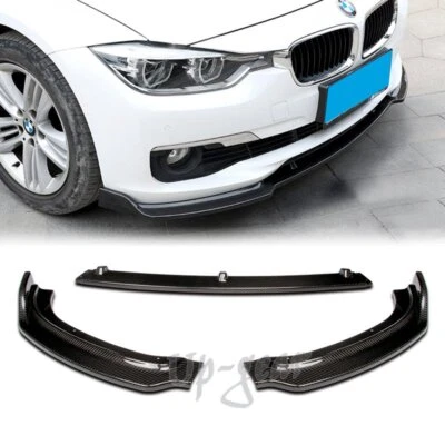 Para 2013-2018 BMW F30 3-Series base fibra de carbono real para-choque dianteiro corpo lábio 3 peças - Imagem 1 de 4