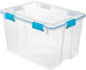80 Qt Gasket Box, Stackable Storage Bin with Latching Lid and Tight Seal, Plasti - Picture 1 of 9