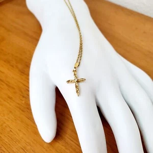 Krementz 14KT Gold Filled 10" Cross Pendant Necklace Jewelry Chain - Picture 1 of 7