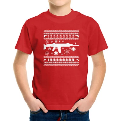 Guns Ugly Navidad Nieve Regalo Camisas Niño Niño Niño Camiseta Juvenil Camiseta 2T-XL Foto 1 de 4